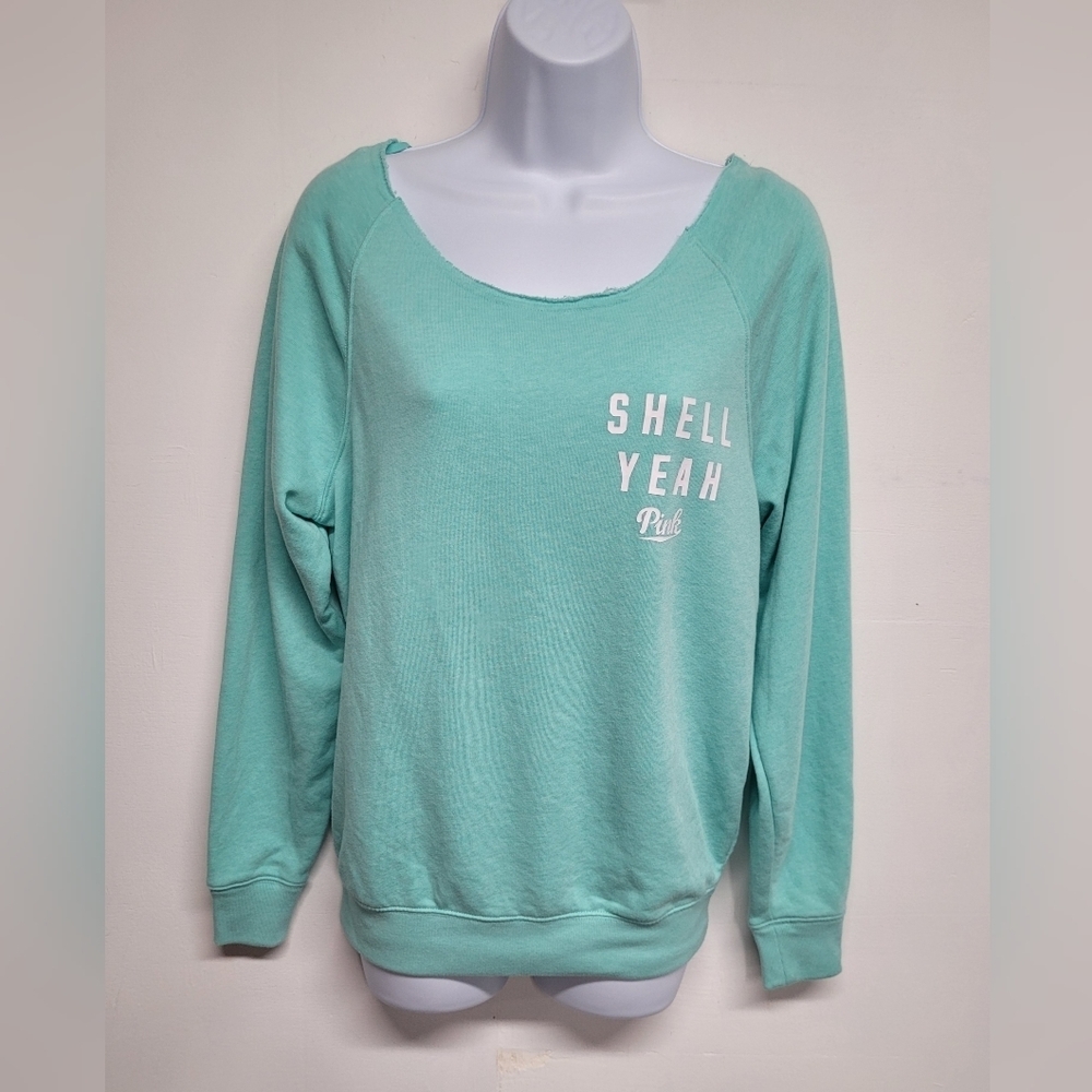 Pink Victoria's Secret Green Sweatshirt Long Sleeve XS